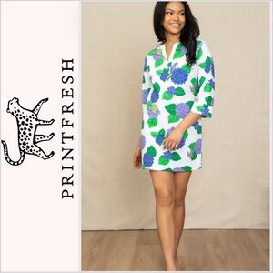 PRINTFRESH hydrangea hideaway  tunic dress organic cotton M